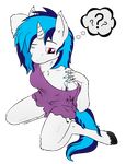  ? ??? absurd_res alpha_channel anthro anthrofied blue_hair clothing cutie_mark earbuds equine female friendship_is_magic hair headphones hi_res hooves horn horse kneeling mammal my_little_pony plain_background pony purple_eyes shirt solo transparent_background two_tone_hair unicorn vinyl_scratch_(mlp) zomgitsalaura 