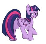  anus butt cradeelcin cutie_mark equine female feral friendship_is_magic fur hair horn horse looking_at_viewer mammal my_little_pony plain_background pony purple_eyes purple_fur purple_hair pussy solo tongue twilight_sparkle_(mlp) white_background winged_unicorn wings 