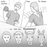  clothing comic equine hair hooves horse invalid_tag mammal mane morph pony rip ripping sequence transformation werehorse 