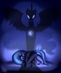  blue_hair crying cutie_mark equine eyes_closed female feral friendship_is_magic fur glowing glowing_eyes hair horn horse lying mammal my_little_pony nightmare_moon_(mlp) on_front pony princess_luna_(mlp) rebecka-chan shadow simple_background tears unicorn winged_unicorn wings 