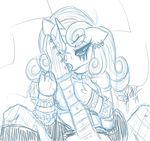  anthro anthrofied equine female fetlocks friendship_is_magic guitar hair half-closed_eyes horse licking mammal my_little_pony piercing pony sketch skuttz solo sweetie_belle_(mlp) tongue 