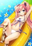  banana_boat blue_eyes error hanao_(kuma-tan_flash!) long_hair lying md5_mismatch open_toe_shoes original red_hair shoes solo twintails 