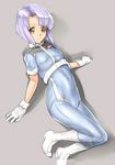  bad_id bad_pixiv_id bob_cut bodysuit boots catty cropped_jacket dodai_shouji gall_force gloves purple_hair solo white_gloves yellow_eyes 