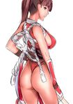  ass bad_id bad_pixiv_id breasts brown_eyes brown_hair dodai_shouji large_breasts long_hair pelvic_curtain ponytail rope shimenawa shiranui_mai sideboob sketch solo the_king_of_fighters 