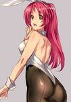  animal_ears ass back back-seamed_legwear bad_id bad_pixiv_id breasts brown_eyes bunny_ears bunnysuit dodai_shouji fake_animal_ears from_behind kousaka_tamaki large_breasts long_hair pantyhose red_hair seamed_legwear solo to_heart_2 