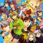  6+girls amagi_yukiko androgynous animal_ears cat_ears doujima_nanako ebihara_ai hat izanami jacket kashiwagi_noriko konishi_saki kujikawa_rise kuma_(persona_4) kuroda_hisano margaret_(persona) matsunaga_ayane multiple_girls one_eye_closed otoko_no_ko paws persona persona_4 reverse_trap satonaka_chie school_uniform serafuku shirogane_naoto track_jacket uehara_sayoko yasogami_school_uniform yoshii_kyoko 