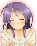  closed_eyes hiiragi_miki incoming_kiss lucky_star purple_hair shing_(sorairo_factory) solo 