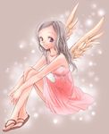  angel_wings artist_request blue_eyes dress feet granado_espada grey_hair sandals solo wings 