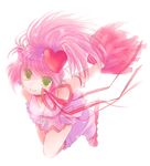  amulet_heart armband bad_id bad_pixiv_id cheerleader efu hair_up heart highres hinamori_amu kneehighs loose_socks magical_girl pink_hair pom_poms ribbon shugo_chara! skirt socks solo visor_cap yellow_eyes 