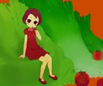  copyright_request dress eating fork ichikawa minigirl salad solo surreal tomato 