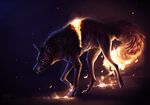  burning canine dark dog fantasy feral fire fur hell light looking_at_viewer mammal night saf safiru teeth were werewolf wolf 
