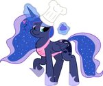  &lt;3 alpha_channel amberacrylic apron blue_fur blue_hair cupcake cutie_mark equine female feral friendship_is_magic fur hair hat hi_res horn horse long_hair looking_at_viewer magic mammal my_little_pony plain_background pony princess_luna_(mlp) solo teal_eyes transparent_background winged_unicorn wings 