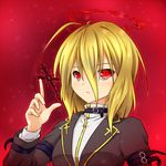  adapted_costume blonde_hair buckle cross ex-rumia halo red_background red_eyes rumia short_hair tennenmoe touhou 