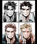  age_progression bad_id bad_pixiv_id beard black_hair blonde_hair brown_hair facial_hair jojo_no_kimyou_na_bouken joseph_joestar joseph_joestar_(young) multiple_persona older oreha00701 stubble variations 