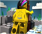  back female hair hentai_boy highlights lego lipstick lol_comments minifigure multi-colored_hair nude plastic pussy smile the_lego_movie wyldstyle 