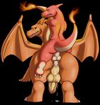  3_toes all_fours anal anal_penetration anus backsack balls black_background blue_eyes charizard charmeleon claws cum cum_in_ass cum_inside cum_on_balls cum_on_floor digitigrade dripping duo erection eyes_closed feral fire gay horn humanoid_penis lizard looking_at_viewer looking_back male mukihyena nintendo nude orange_penis penetration penis plain_background pok&#233;mon pok&eacute;mon reptile scalie sharp_teeth size_difference small_dom_big_sub tail_grab teeth video_games wings 