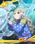  animal_print artist_request bird_print card_(medium) character_name gloves grey_hair hair_ornament handa_roko ice_sculpture idolmaster idolmaster_million_live! jpeg_artifacts long_hair official_art solo white_gloves winter_clothes yellow_eyes 