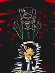  abstract_background anthro anthrofied blood canine clothing coyote creepy djcoyoteguy english_text male mammal ruben signature text 
