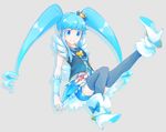  bad_id bad_pixiv_id bike_shorts blue_eyes blue_hair comah crown cure_princess grey_background happinesscharge_precure! long_hair magical_girl precure shirayuki_hime simple_background smile solo thighhighs twintails 