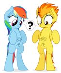  ? absurd_res alpha_channel confused cute english_text equine female feral friendship_is_magic hi_res horse mammal my_little_pony navel pegasus pony rainbow_dash_(mlp) spitfire_(mlp) text wings wonderbolts_(mlp) zutheskunk 