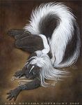  anthro blue_eyes claws dark_natasha fluffy_tail hair hindpaw jewelry long_hair looking_at_viewer paws skunk smile solo 