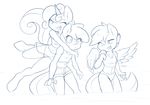  ambris anthro anthrofied apple_bloom_(mlp) black_and_white blush clothing equine female friendship_is_magic group hair horn horse hug jumping mammal monochrome my_little_pony navel pegasus pony scootaloo_(mlp) shirt shorts standing sweetie_belle_(mlp) swimsuit unicorn water wings young 