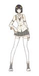  absurdres bad_id bad_pixiv_id black_eyes black_hair bob_cut bruno_buccellati genderswap genderswap_(mtf) hair_ornament highres jojo_no_kimyou_na_bouken linjie miniskirt skirt sleeves_past_wrists solo thighhighs white_legwear zettai_ryouiki 