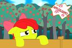  amber_eyes angry apple apple_bloom_(mlp) equine female friendship_is_magic fruit hair hi_res horse mammal my_little_pony pony red_hair solo text tree young 
