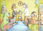  book canine cervine clock cub cute dinosaur feline fox hand_holding male mammal moose panda panda_paco raccoon scalie smile tiger toy wedding young 