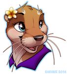  ambiguous_gender anthro blue_eyes cute flower flower_in_hair mammal mustelid otter portrait rarakie solo whiskers 