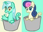  b6n bonbon_(mlp) bucket duo equine friendship_is_magic grin horn horse lyra_heartstrings_(mlp) mammal my_little_pony pony sea_pony seapony smile unicorn 