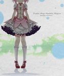  character_name choker collarbone connect_(madoka_magica) copyright_name crying frown gendo0032 gloves head_out_of_frame highres kaname_madoka looking_at_viewer magical_girl mahou_shoujo_madoka_magica mary_janes pink_hair shoes skirt skirt_lift socks solo streaming_tears tears white_gloves white_legwear 