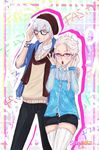  1boy 1girl bed blue_eyes crossover elsa_(frozen) glasses hair hipster jack_frost_(rise_of_the_guardians) white 