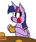  eating equine female food friendship_is_magic fur hair horn horse karpet-shark looking_at_viewer mammal multi-colored_hair my_little_pony plain_background pony purple_fur purple_hair solo twilight_sparkle_(mlp) two_tone_hair unicorn white_background winged_unicorn wings 
