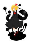  ascot blonde_hair blouse darkness full_body hair_ribbon mary_janes red_eyes ribbon rumia shoes short_hair simple_background skirt smile solo totororo touhou vest white_background 