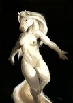  dancing equine female fur hair horse looking_at_viewer mammal nipples nude pussy scale_(artist) solo white_fur white_hair 