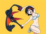  1girl bad_anatomy bra breasts kill_la_kill living_clothes matoi_ryuuko senketsu simple_background smile underwear 