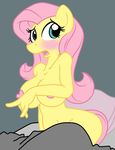  anthrofied big_breasts blue_eyes blush breasts edit equine female fluttershy_(mlp) friendship_is_magic fur grey_background hair horse king-cheetah long_hair mammal my_little_pony nipples nude open_mouth pegasus pillow pink_hair plain_background pony solo tongue wide_hips wings yellow_fur 