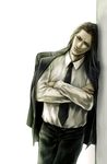  1boy black_hair crossed_arms facial_mark final_fantasy final_fantasy_vii formal long_hair looking_at_viewer male male_focus necktie solo suit tetra_takamine tseng 