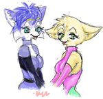  canine duo fara_phoenix female fox krystal mammal nintendo puffballzeri smile star_fox video_games 
