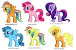  equine feral fluttershy_(mlp) friendship_is_magic hair horn mammal mix multi-colored_hair my_little_pony pegasus pinkie_pie_(mlp) plain_background rainbow_dash_(mlp) rarity_(mlp) side_view twilight_sparkle_(mlp) unicorn white_background wings 