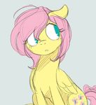 close-up colored cutie_mark cyan_eyes equine eyelashes female feral floppy_ears fluttershy_(mlp) friendship_is_magic fur hair hair_over_eye horse mammal my_little_pony open_mouth pegasus pink_hair pony short_hair sitting sketch solo teeth toodles3702 wings yellow_fur 