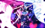  ;d aino_megumi bad_id bad_pixiv_id black_legwear blue_eyes blue_hair boots bow cape cure_lovely cure_princess flower happinesscharge_precure! heart high_heels highres magical_girl multiple_girls one_eye_closed open_mouth pink_bow pink_eyes pink_hair ponytail precure shirayuki_hime skirt smile swordsouls thigh_boots thighhighs twintails white_legwear wide_ponytail 