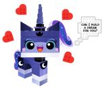  &lt;3 crossover cute cutie_mark english_text friendship_is_magic horn lego looking_at_viewer mammal my_little_pony princess_luna_(mlp) text the_lego_movie unikitty 