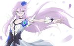  asymmetrical_clothes blue_eyes blue_flower blue_rose bow choker cure_moonlight dress earrings flower hair_flower hair_ornament happy heartcatch_precure! jewelry long_hair looking_at_viewer magical_girl precure purple_hair rose sidelocks smile solo tsukikage_oyama tsukikage_yuri white_background wrist_cuffs 