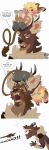  absurd_res anthro antlers cervine comic degu dialogue duo english_text facial_hair fangs frikk_(character) hi_res horn male mammal ragnar_(character) rodent size_difference speech_bubble text xnirox 