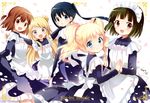  :d alice_cartelet apron black_hair blonde_hair blue_eyes blush bob_cut brown_eyes brown_hair copyright_name english fang frills hair_bun hair_ornament hairclip hairpin half_updo hands_together hara_yui headdress inokuma_youko kanzashi kin-iro_mosaic komichi_aya kujou_karen long_hair looking_at_viewer looking_back maid maid_apron maid_headdress multiple_girls official_art oomiya_shinobu open_mouth outstretched_arms petals purple_eyes short_hair short_ponytail signature smile spread_arms twintails very_long_hair watermark web_address x_hair_ornament 