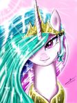  crown equine female friendship_is_magic gold hair horn horse mammal metalfoxxx multi-colored_hair my_little_pony necklace pony portrait princess_celestia_(mlp) purple_eyes shiny smile solo sparkles winged_unicorn wings 
