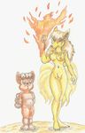  breasts canine cub duo female fire flat_chested fox mammal ninetales nintendo nipples nude pok&#233;mon pok&eacute;mon pussy reddragonkan size_difference standing teaching video_games vulpix young 