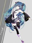  aqua_eyes aqua_hair boots character_name detached_sleeves hatsune_miku long_hair looking_at_viewer necktie otojirou skirt solo thighhighs twintails very_long_hair vocaloid 